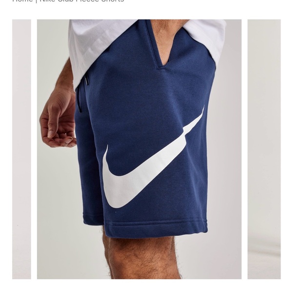 Nike Club Fleece Navy Sweat Shorts Large Big Swoosh Logo - Picture 2 of 4